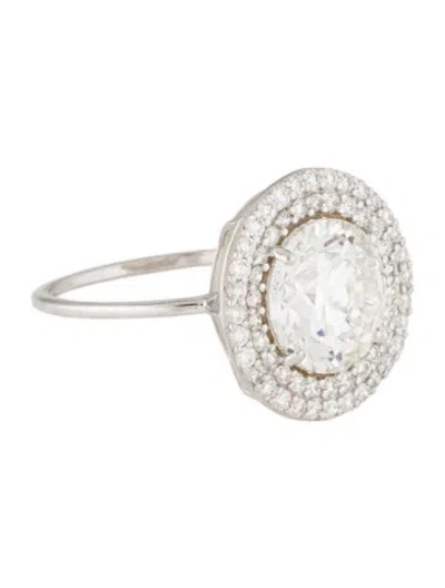 Pre-owned Ring 14k 3.41ct Lab-grown Diamond Halo Set Engagement In Multi