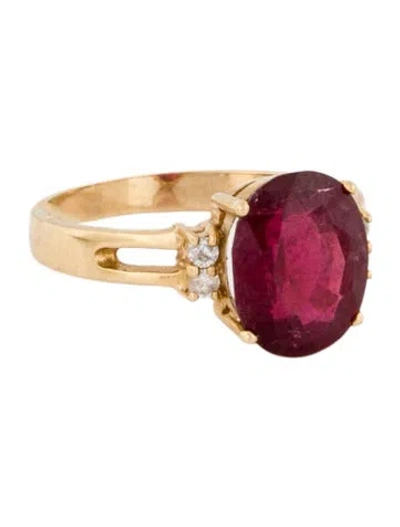 Pre-owned Ring 14k 3.45ct Tourmaline & Diamond Cocktail  In Multi