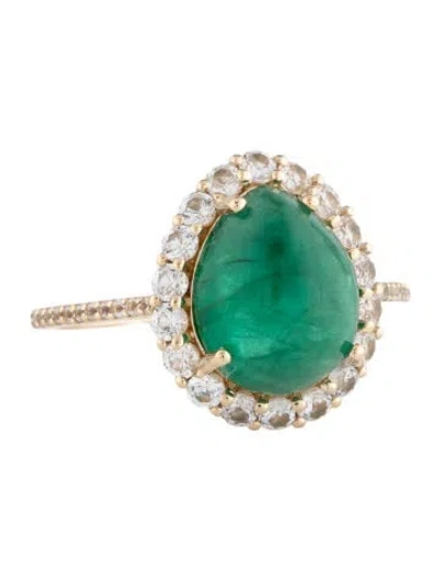 Pre-owned Ring 14k 3.46ct Emerald & Sapphire Cocktail  In Multicolor
