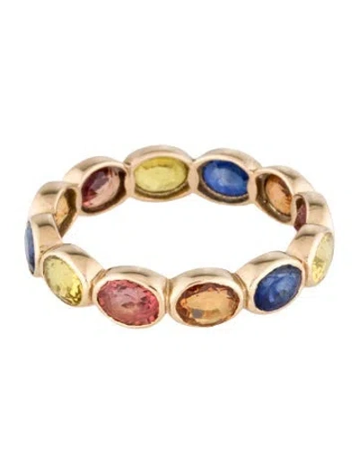 Pre-owned Ring 14k 3.48ct Sapphire Eternity Band In Multi