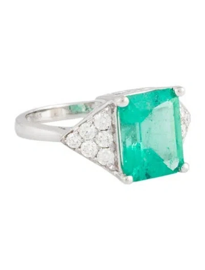 Pre-owned Ring 14k 3.48ctw Emerald & Diamond Cocktail  In Multi