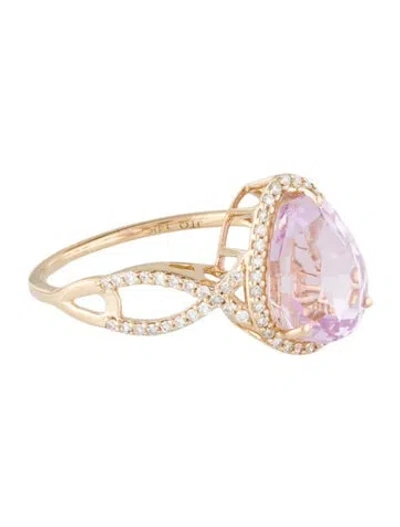 Pre-owned Ring 14k 3.54ct Kunzite & Diamond Cocktail  In Multi