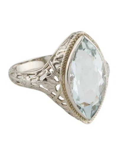 Pre-owned Ring 14k 3.55ct Aquamarine Cocktail  In Multi
