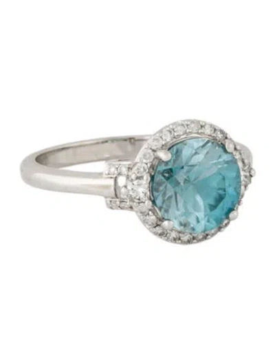 Pre-owned Ring 14k 3.57ct Zircon & Diamond Cocktail  In Multi