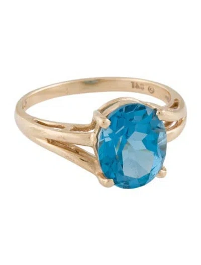 Pre-owned Ring 14k 3.59ct Topaz Solitaire Cocktail  In Multicolor