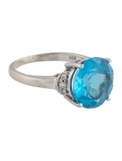 Pre-owned Ring 14k 3.62ct Topaz & Diamond Engagement  In Multicolor