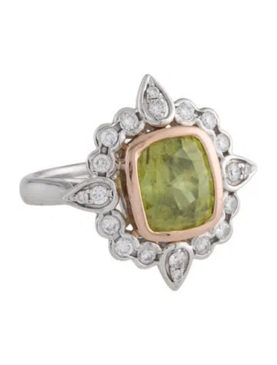 Pre-owned Ring 14k 3.66ct Sphene & Diamond Cocktail  In Multi