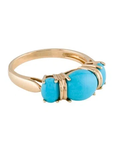 Pre-owned Ring 14k 3.68ctw Turquoise Cocktail  In Multi