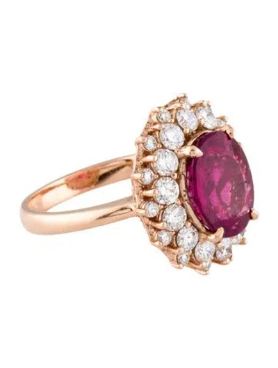 Pre-owned Ring 14k 3.75ct Tourmaline & Diamond Cocktail  In Multi