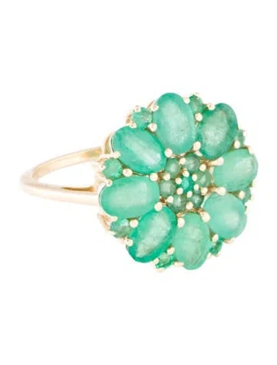 Pre-owned Ring 14k 3.75ctw Emerald Cluster Cocktail  In Multicolor