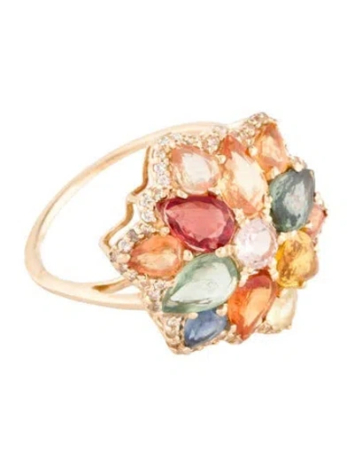 Pre-owned Ring 14k 3.76ctw Sapphire & Tourmaline Cocktail  In Multi