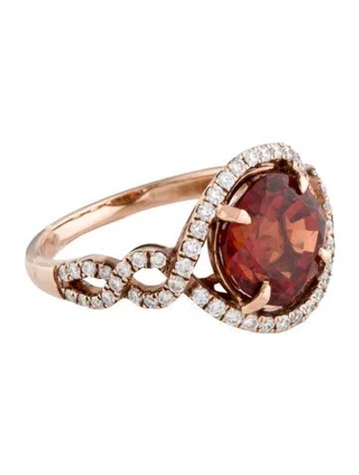 Pre-owned Ring 14k 3.81ct Spessartine Garnet & Diamond Cocktail  In Multi