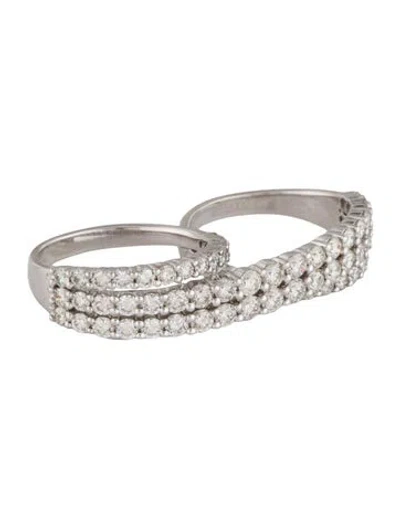 Pre-owned Ring 14k 3.81ctw Diamond Double Finger  In Multi