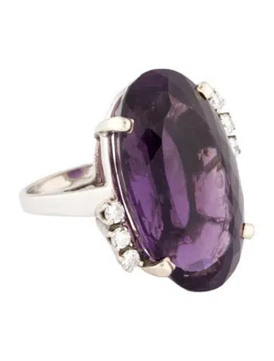 Pre-owned Ring 14k 38.59ct Amethyst & Diamond Cocktail  In Multi