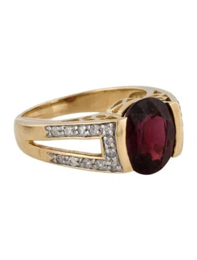 Pre-owned Ring 14k 3.88ct Garnet & Diamond Cocktail  In Multi