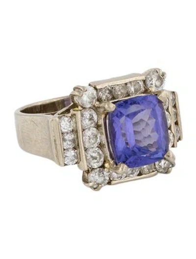 Pre-owned Ring 14k 3.95ct Tanzanite & Diamond Cocktail  In Multi