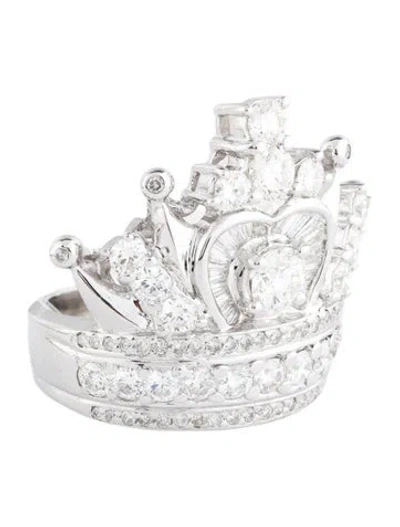 Pre-owned Ring 14k 3.96ctw Diamond Crown Tiara Cocktail  In Multi
