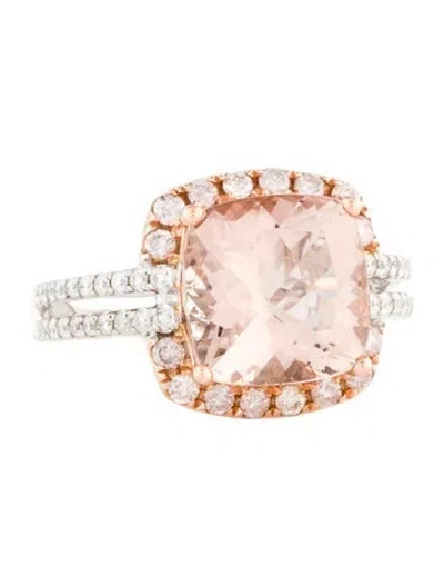 Pre-owned Ring 14k 3.97ctw Morganite & Diamond Cocktail  In Multi