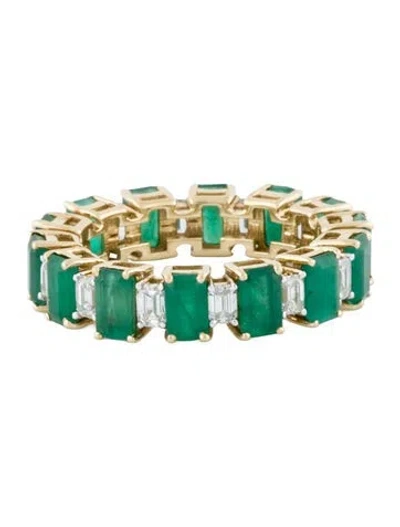 Pre-owned Ring 14k 3.98ctw Emerald & Diamond Eternity Band In Multi