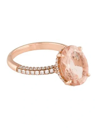 Pre-owned Ring 14k 4.05ct Morganite & Diamond Cocktail  In Multi