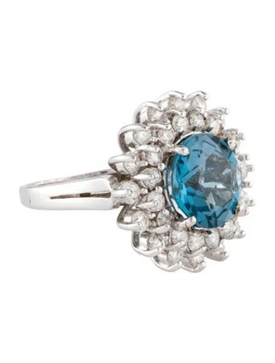 Pre-owned Ring 14k 4.07ct Topaz & 1.20ctw Diamond Cocktail  In Multi