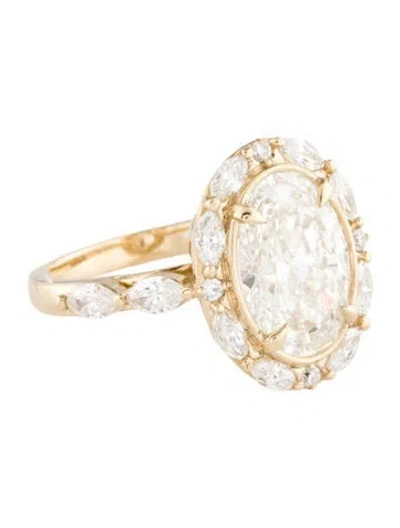 Pre-owned Ring 14k 4.08ct Lab-grown Diamond Halo Cocktail  In Multi