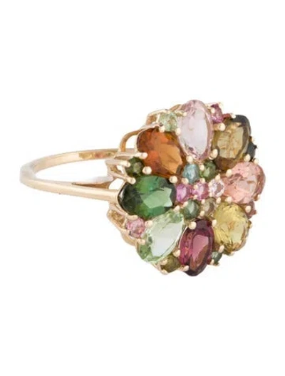 Pre-owned Ring 14k 4.15ctw Tourmaline Cocktail  In Multi