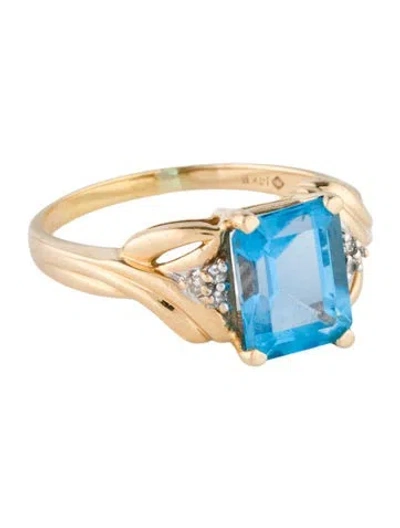 Pre-owned Ring 14k 4.16ct Topaz & Diamond Cocktail  In Multi
