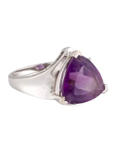 Pre-owned Ring 14k 4.20ct Amethyst Cocktail  In Purple