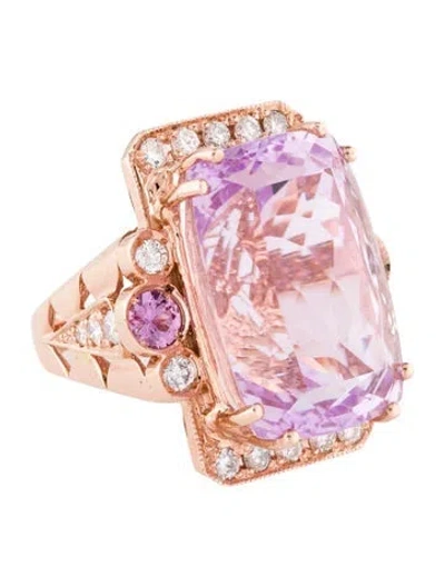 Pre-owned Ring 14k 43.16ct Kunzite, Pink Sapphire & Diamond Cocktail  In Multi