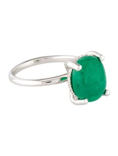 Pre-owned Ring 14k 4.31ct Emerald & Diamond Cocktail  In Multi