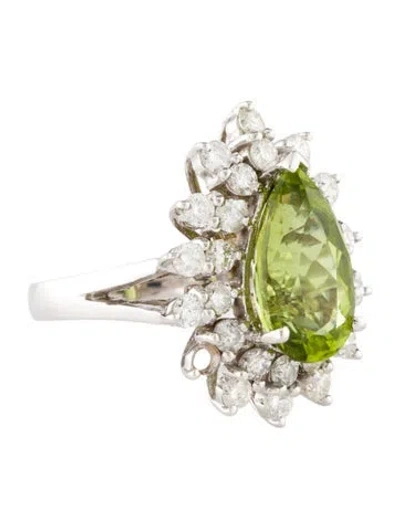 Pre-owned Ring 14k 4.41ctw Peridot & Diamond Cocktail  In Multi