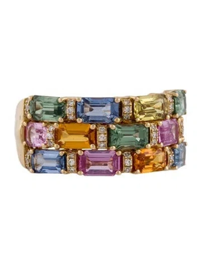 Pre-owned Ring 14k 4.42ctw Sapphire & Diamond Multi-color Band