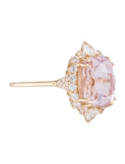 Pre-owned Ring 14k 4.48ct Kunzite & Sapphire Cocktail  In Multi