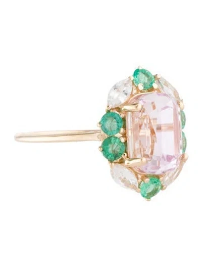 Pre-owned Ring 14k 4.49ct Kunzite, Sapphire & Emerald Cocktail  In Multi