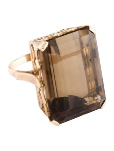 Pre-owned Ring 14k 46.25ctw Smoky Quartz Cocktail  In Multi