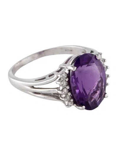Pre-owned Ring 14k 4.74ctw Amethyst & Diamond Cocktail  In Multi