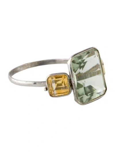 Pre-owned Ring 14k 4.77ctw Prasiolite & Citrine Cocktail  In Multi