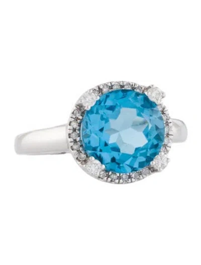 Pre-owned Ring 14k 4.80ct Topaz And Diamond Cocktail  In Multi