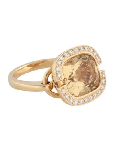 Pre-owned Ring 14k 4.89ct Citrine & Diamond Cocktail  In Multi