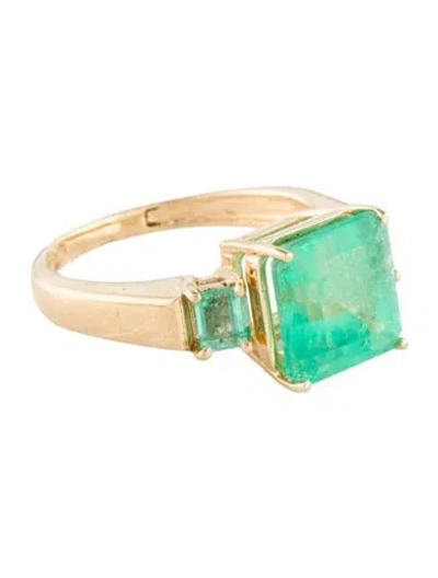 Pre-owned Ring 14k 4.90ct Emerald Cocktail  In Multi