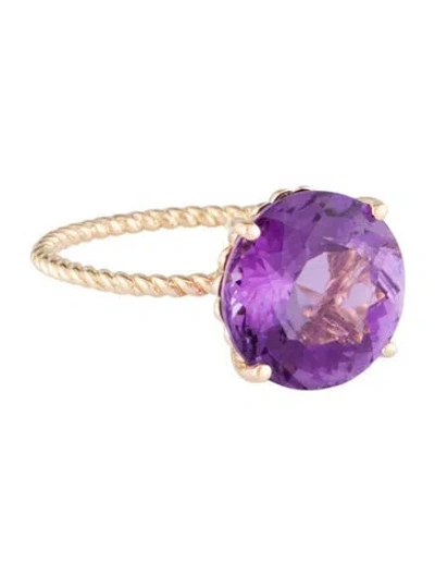 Pre-owned Ring 14k 5.20ct Amethyst Cocktail  In Multi