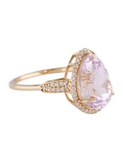 Pre-owned Ring 14k 5.24ct Kunzite & Diamond Cocktail  In Multi