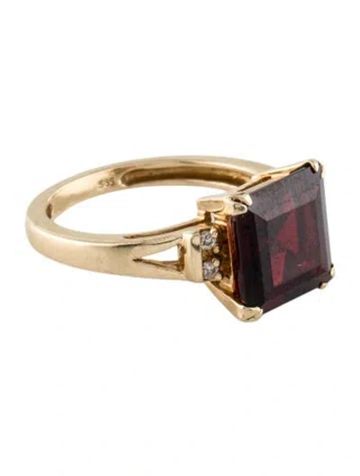 Pre-owned Ring 14k 5.2ct Garnet & Diamond Cocktail  In Multi