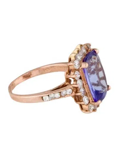 Pre-owned Ring 14k 5.30ct Tanzanite & Diamond Cocktail  In Multi