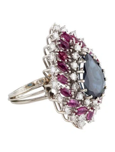 Pre-owned Ring 14k 5.32ct Sapphire, Ruby, & Diamond Cocktail  In Multi