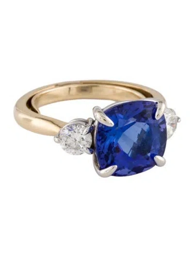 Pre-owned Ring 14k 5.33ct Tanzanite & Diamond Cocktail  In Multicolor