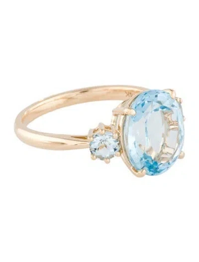 Pre-owned Ring 14k 5.33ct Topaz & Aquamarine Cocktail  In Multi