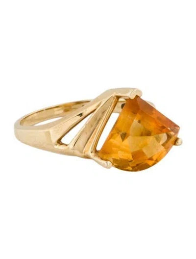 Pre-owned Ring 14k 5.34ct Citrine Cocktail  In Multi