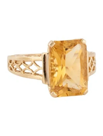 Pre-owned Ring 14k 5.34ct Citrine Cocktail  In Multicolor